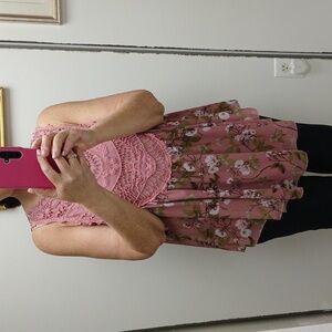 Floral Pink Lace Women's Top